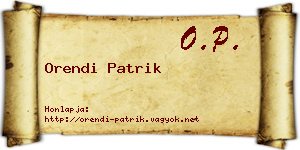 Orendi Patrik névjegykártya